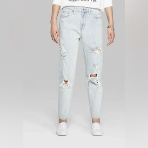Women's Super-High Rise Distressed Mom Jeans Wild Fable Light Wash